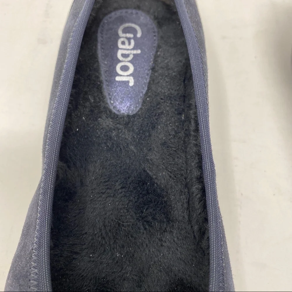 Gabor 94.160.86 navy studded faux fur lined flats